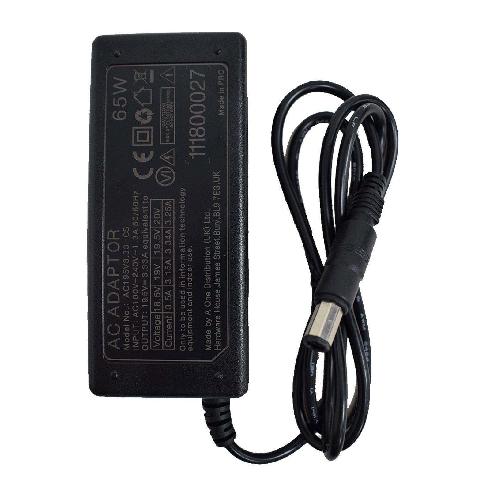 SUMVISION Dell Compatible Laptop AC Charger Adapter, 19.5V / 3.34A / 65W with 7.4mm x 5.0mm Diamond Tip & UK Plug-PCR Business Solutions Ltd